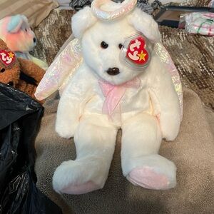 Ty Beanie Buddy Halp Bear is beautiful with pink paws iridescent wings halo